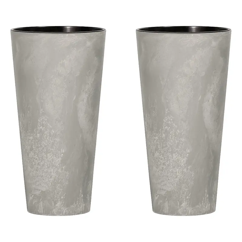2 macetas Tubus Slim Effect cemento Ø15x28,6cm