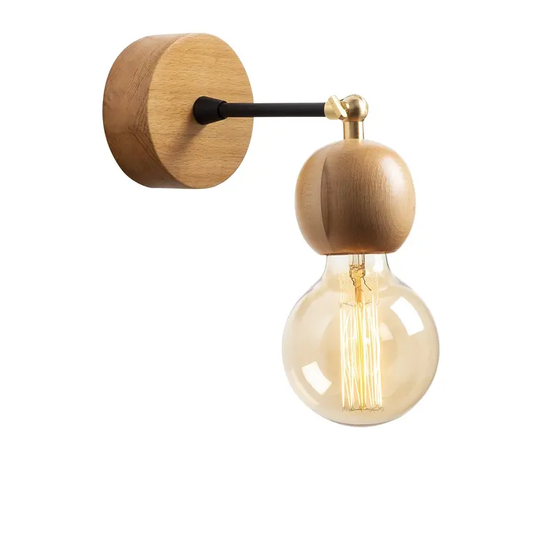 Aplique de pared madera natural casquillo E27