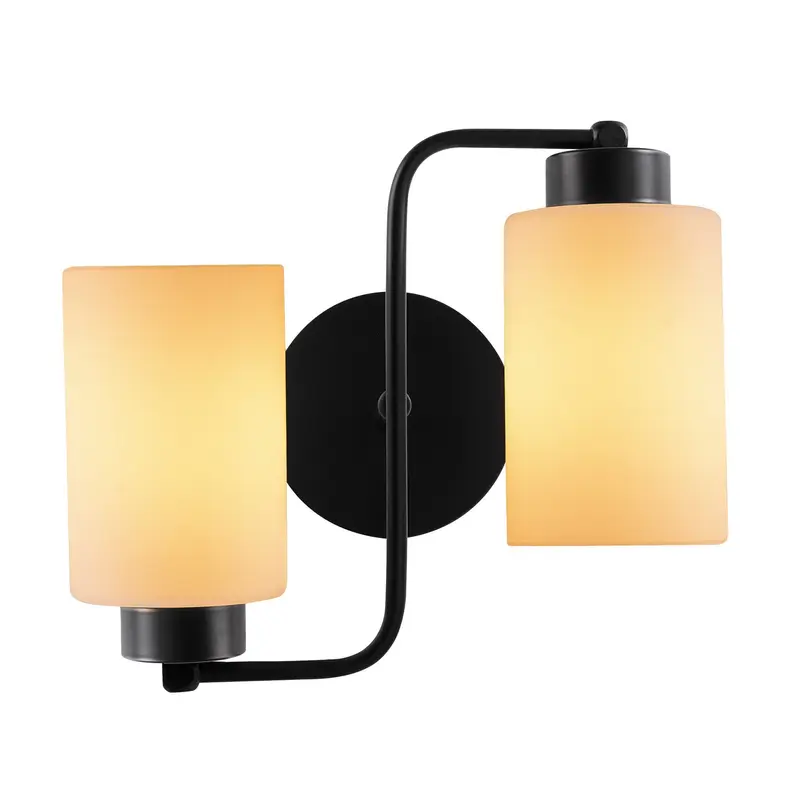 Aplique de pared metal negro 2 luces 32x32x28 cm casquillo E27