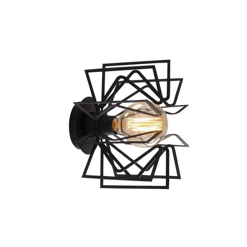 Aplique de pared metal negro 20x20x25 cm casquillo E27
