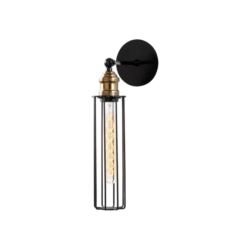 Aplique de pared metal negro 8x16x40 cm casquillo E27