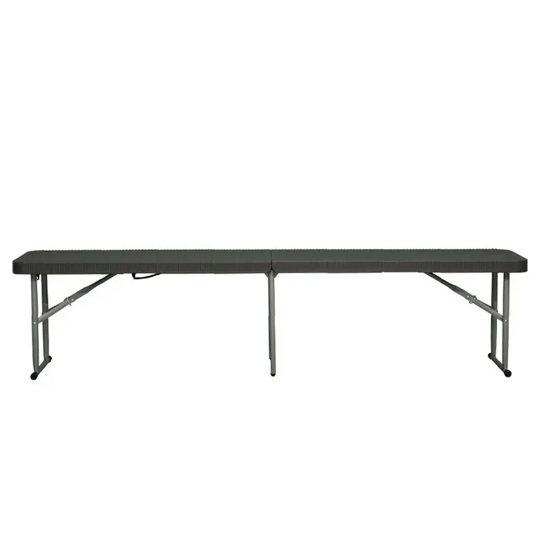 Banco plegable efecto ratán negro 183x30x43cm con asa