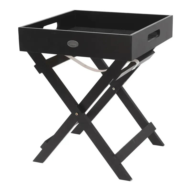 Bandeja de servir madera con patas plegables negro 30x30x36cm