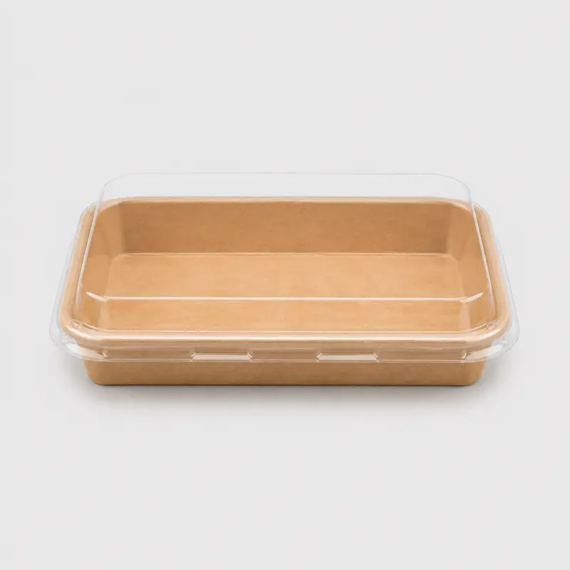 Bandeja kraft con tapa para sushi. 16.5 x 11.5 x 2.5 cm - 300 uds
