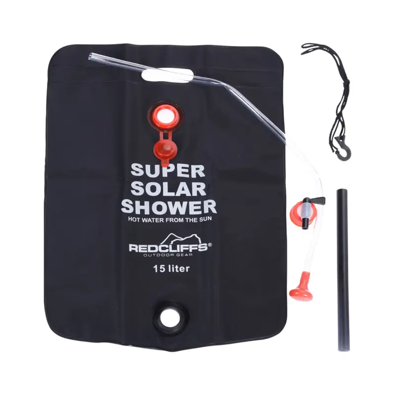 Bolsa de ducha de camping con rociador 15L color negro
