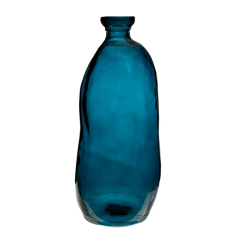 Botella de vidrio reciclado azul H.35cm Ø14,5cm