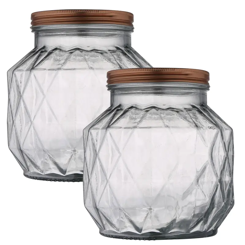 Botes de vidrio con tapa 2,2 L para cocina pack 2 uds