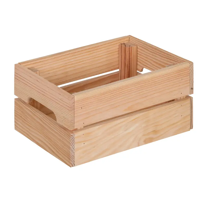 Caja de madera maciza tono natural