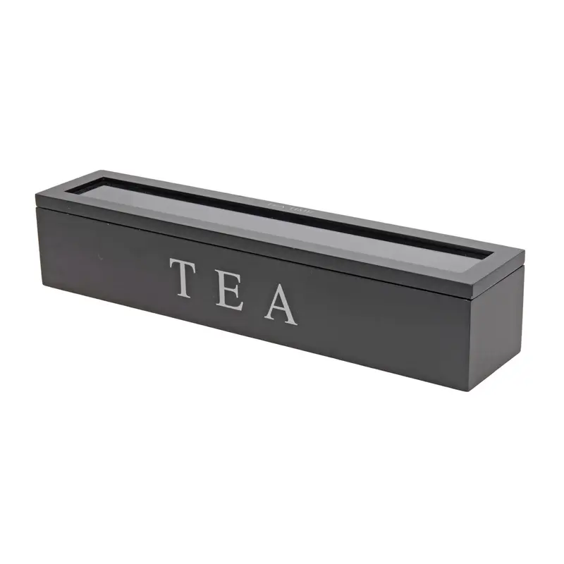 Caja de té MDF 6 compartimentos color negro