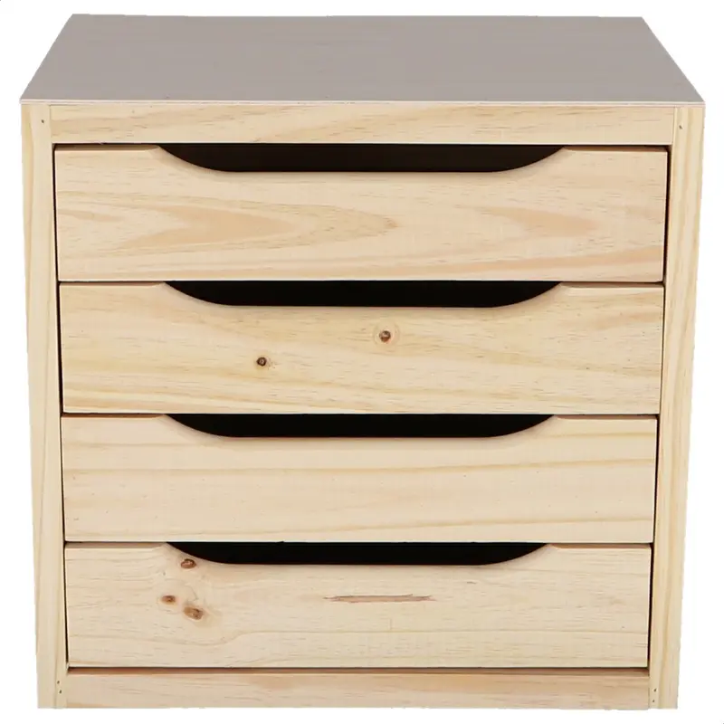 Cajonera 4 cajones acabado sin barniz 39x30x37cm