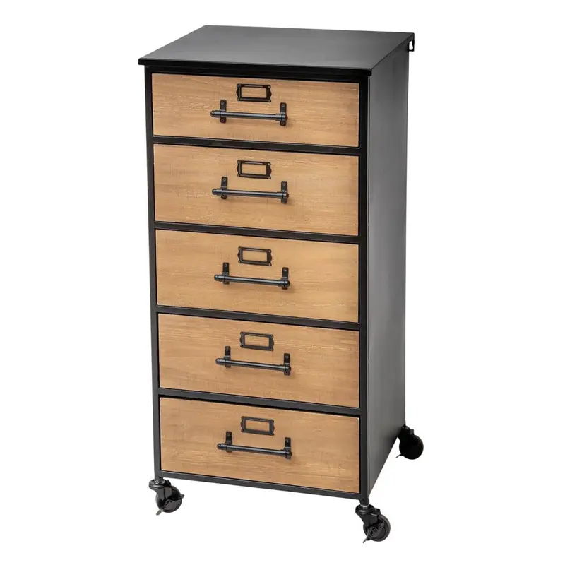 Cajonera archivos diseño retro metal y madera 42x37x87,5 cm