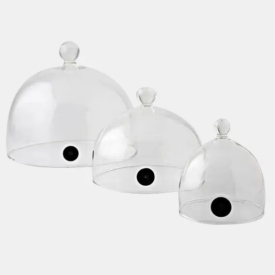 Campana para ahumar de borosilicato rubi con valvula. Varias medidas (6 Uds)