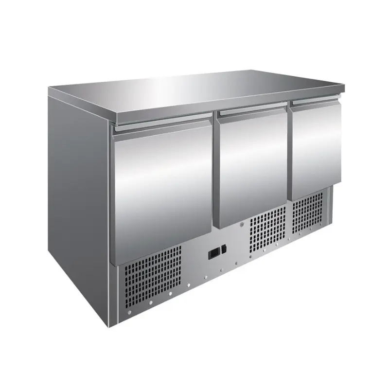 CLIMAHOSTELERIA - MESA GN1/1 3 PUERTAS REFRIGERADA COMPACTA DE 1365 X700 X860H MM PEKIN S903TOP