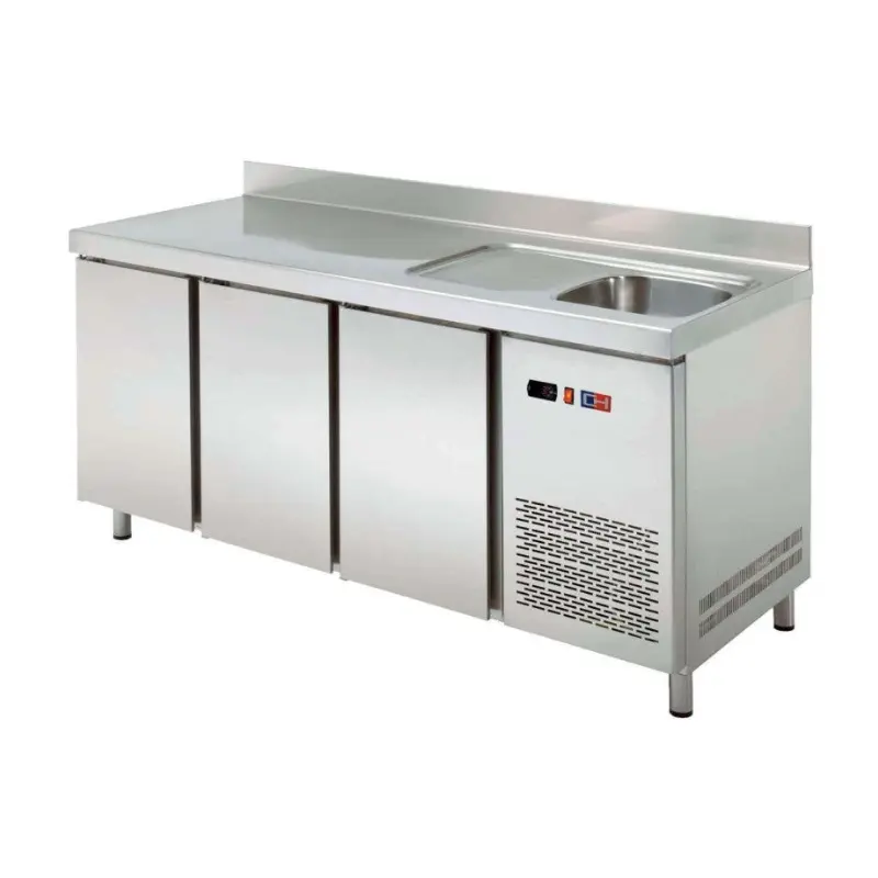 CLIMAHOSTELERIA - MESA SNACK REFRIGERADA CON FREGADERO 2 PUERTAS FONDO 600 DE 1492 X600 X850H MM CORDOBA MRCH-150F