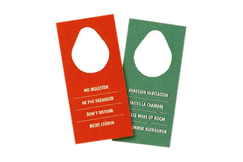 Colgador puerta 4 idiomas 2 caras (Ve/Ro), 100uds