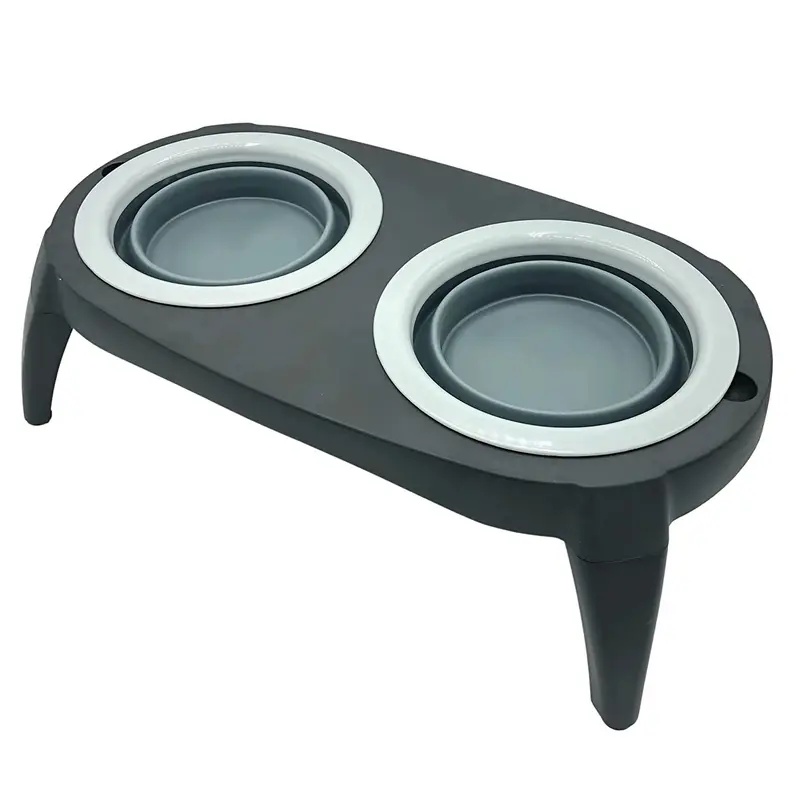 Comedero doble plegable para mascotas silicona antideslizante
