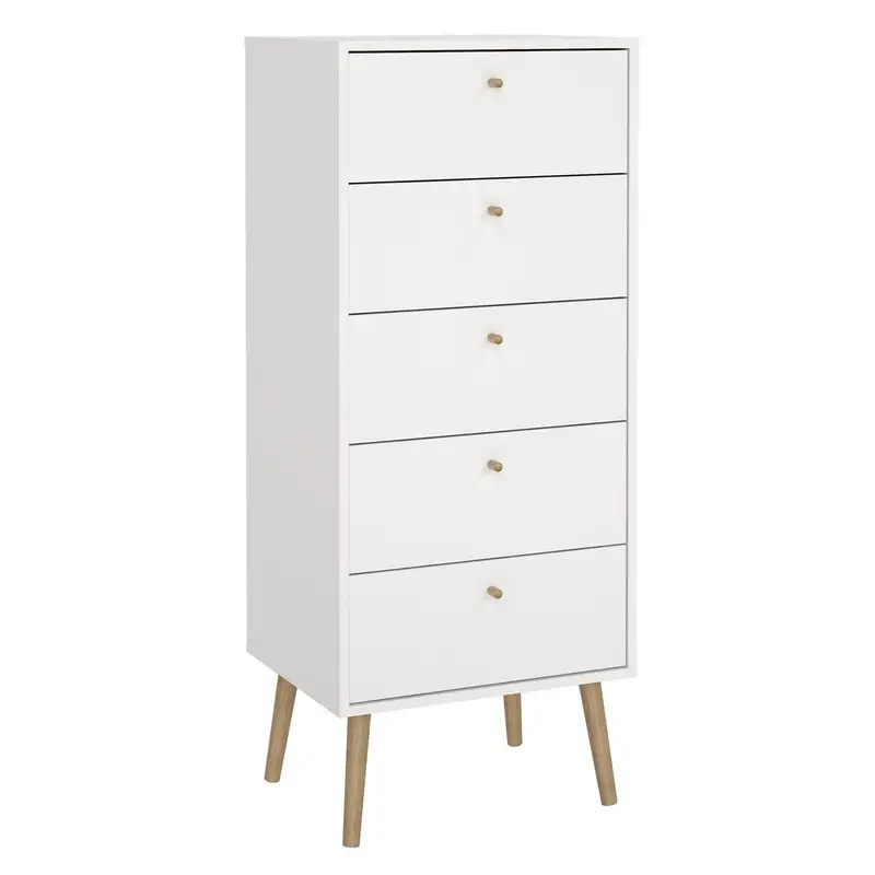 Cómoda dormitorio 5 cajones color blanco 51x40x121cm