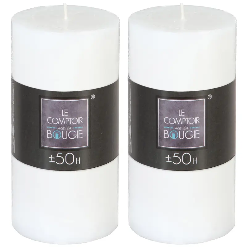 Conjunto 2 velas cilíndricas blancas rústicas H14