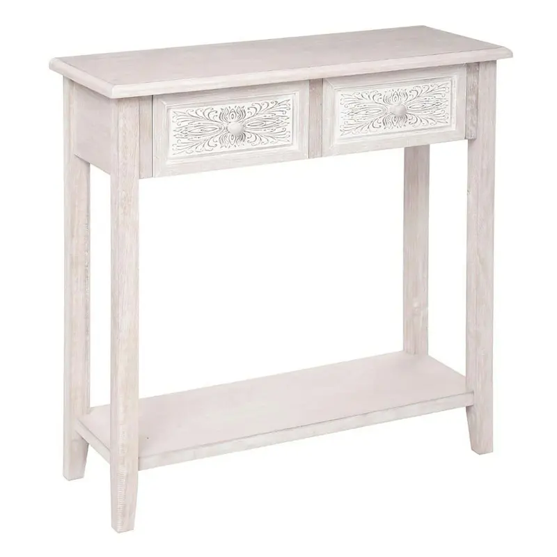 Consola 2 cajones madera blanca inspirada en la naturaleza