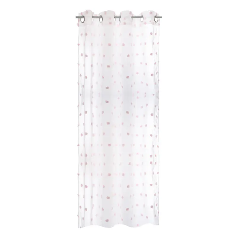 Cortina infantil pompones blanca y rosa
