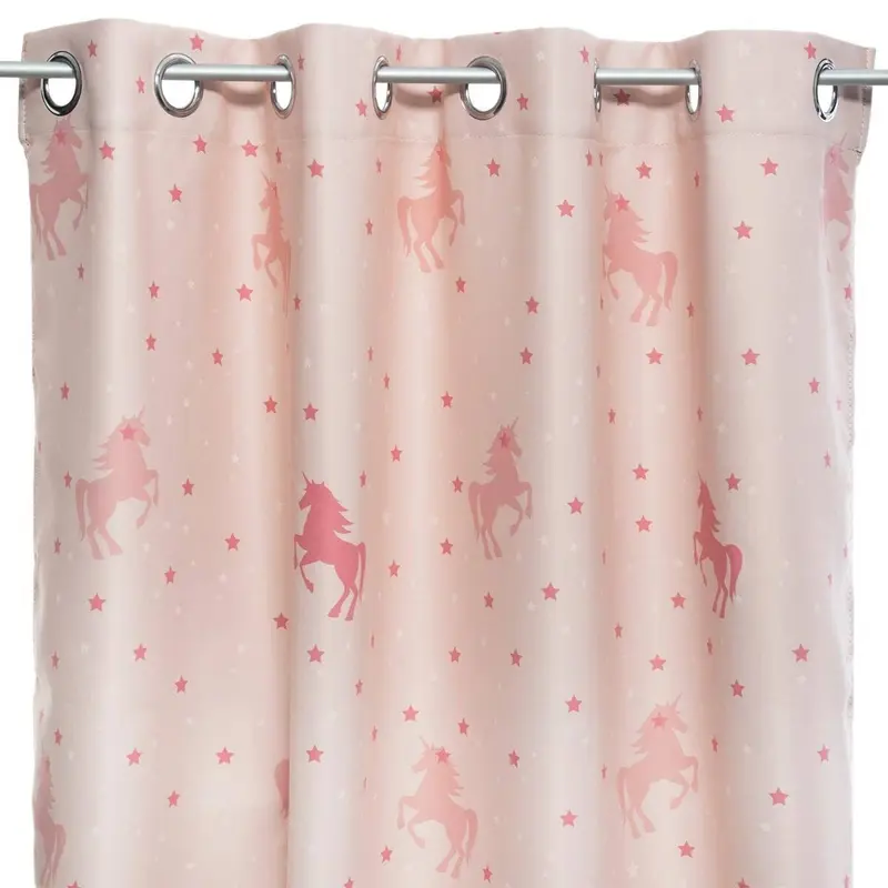 Cortina opaca infantil unicornio rosa 140x250cm