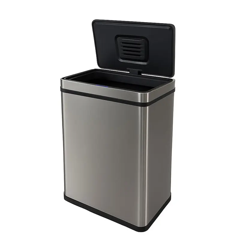 Cubo basura acero inox sensor 50L gris metalizado