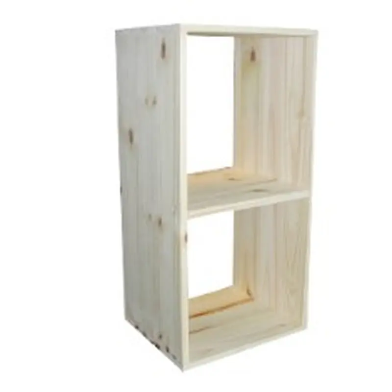 Cubo de almacenamiento madera 2 compartimentos 36x30x70 cm