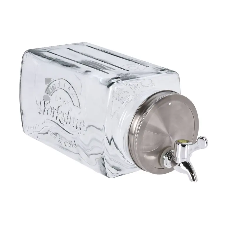Dispensador bebidas vidrio con grifo tapa acero inox
