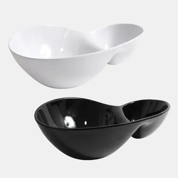 Doble bowl melamina Negro. 28,5 x 19,7 x 8,9 cm - 6 Uds.