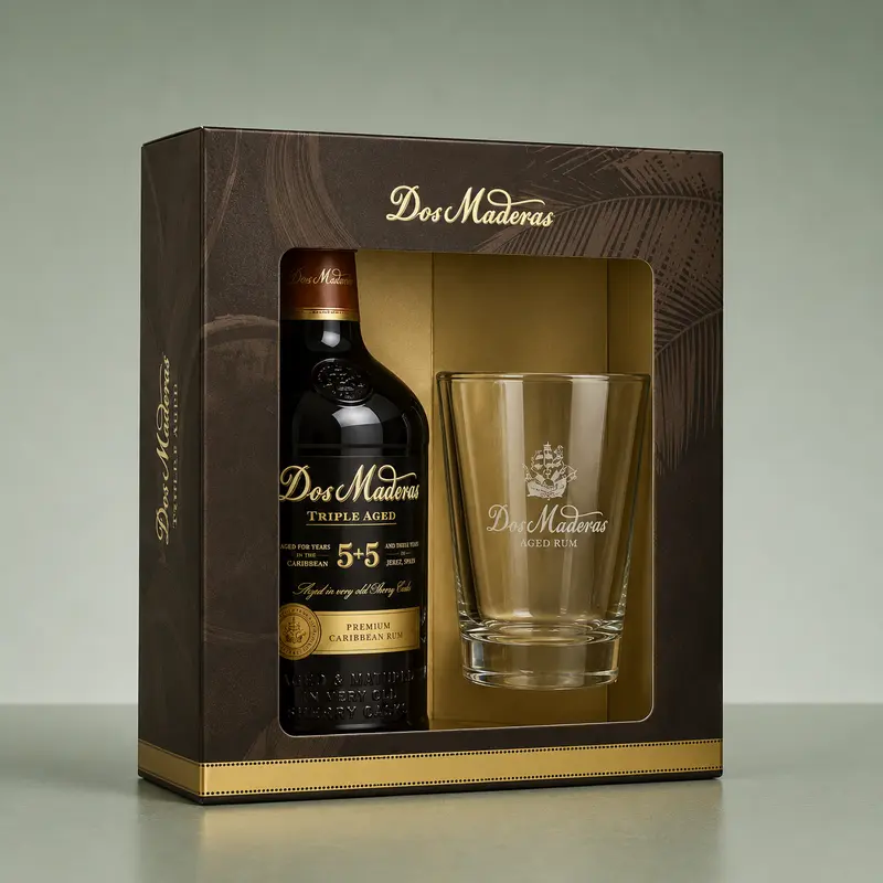 DOS MADERAS |  5+5 DOUBLE AGED RUM ESTUCHE VASO 70cl