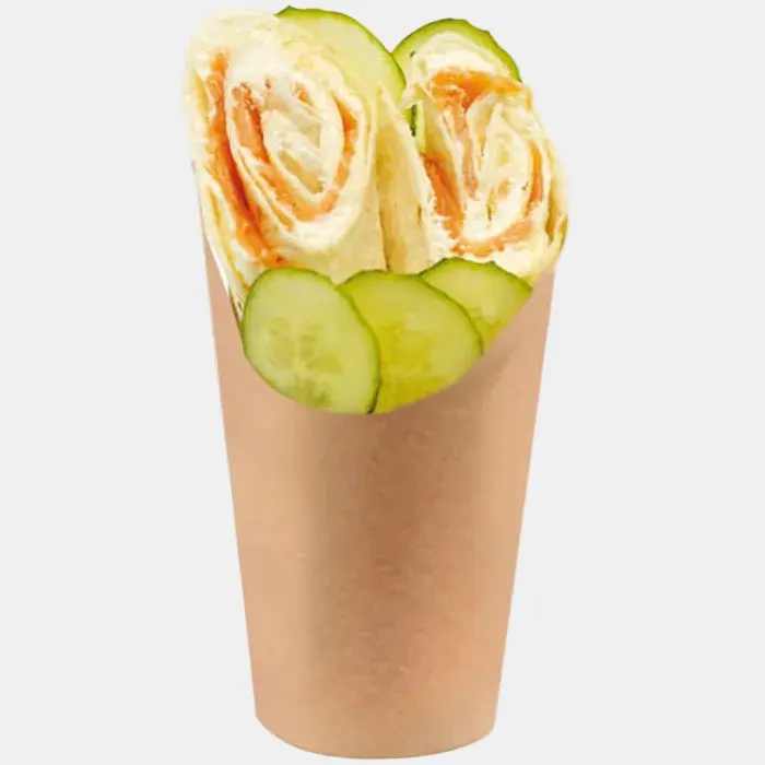 Envase cartón kraft biodegradable para wraps. ø8 x 12 cm - 1200 Uds.