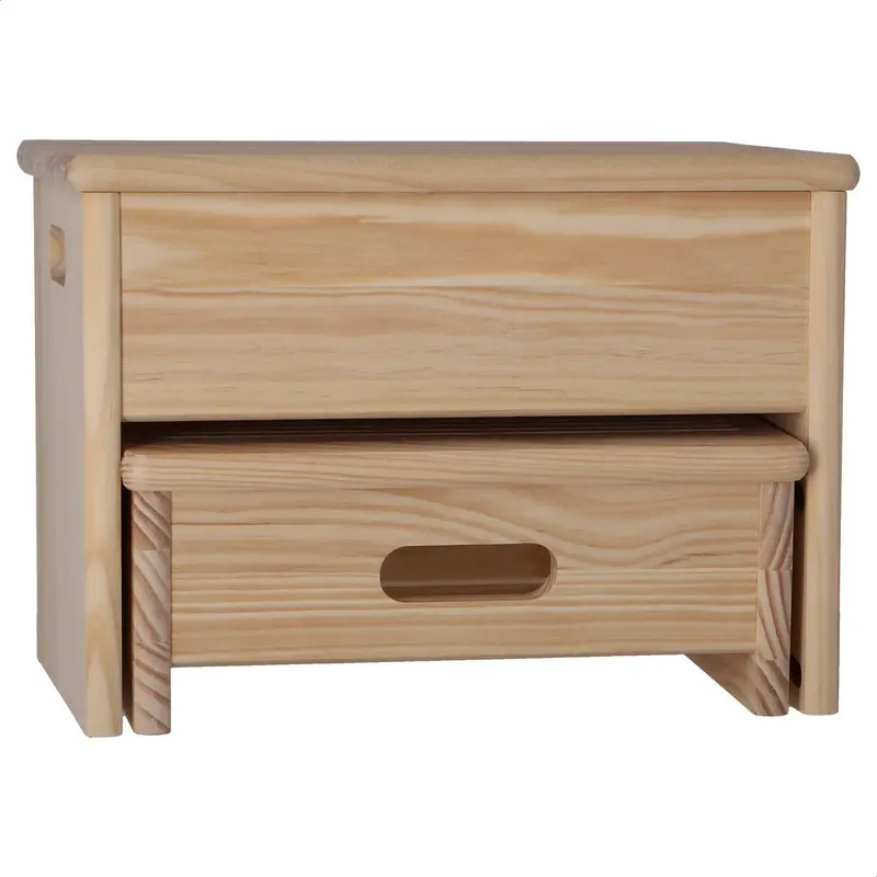 Escalera banqueta 2 peldaños madera sin barniz 35x25x20 cm