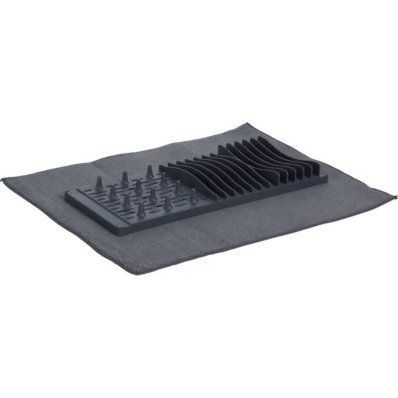 Escurreplatos con alfombrilla de microfibra color gris