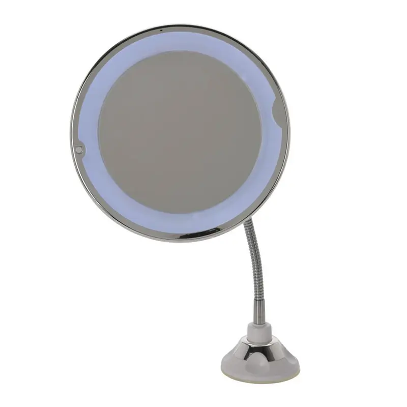 Espejo con soporte LED plateado Ø20,2x40cm