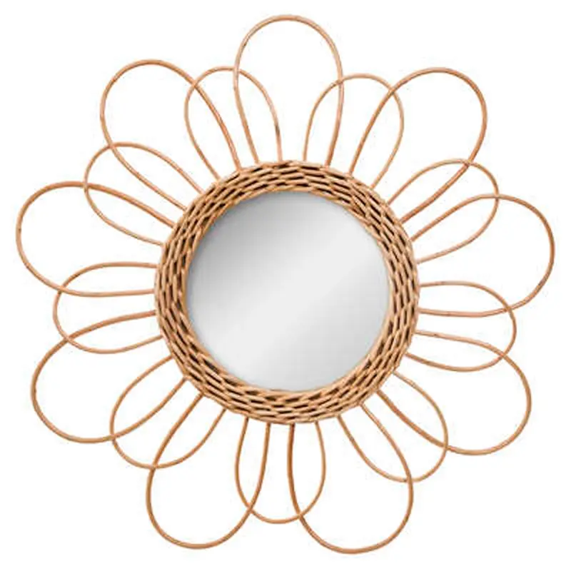 Espejo ratán florido decorativo dorado Ø38cm