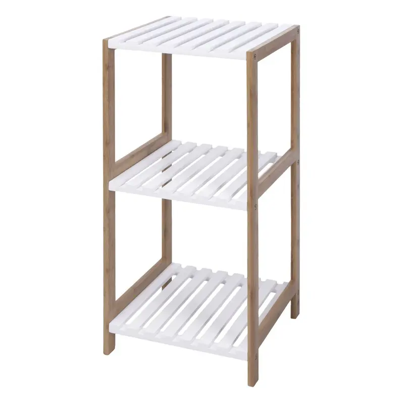 Estantería de baño 3 estantes MDF y bambú H.79cm
