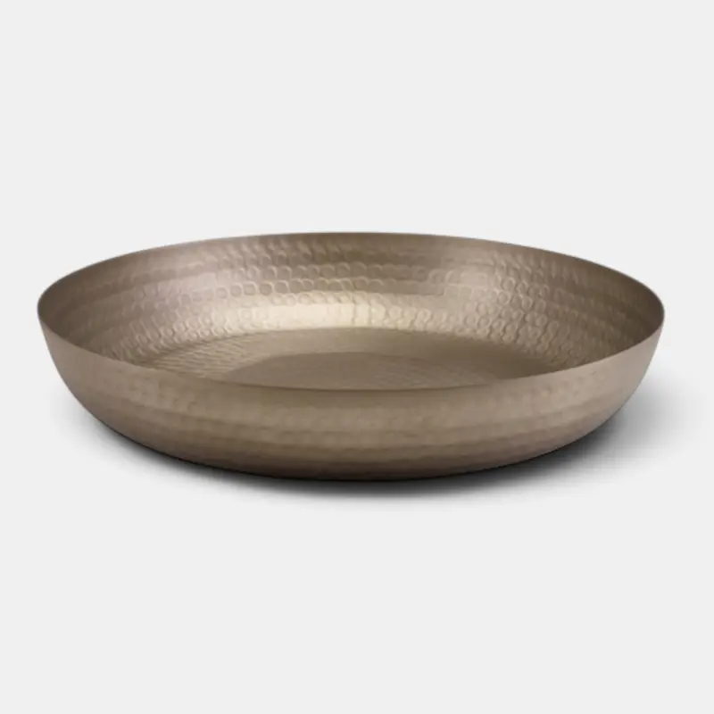 Fuente martillada acabado acero vintage para buffet. Ø44 x 7.2 cm - 1 ud.