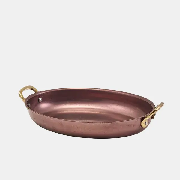 Fuente oval cobre con asas doradas. Varios tamaños - 6 Uds.