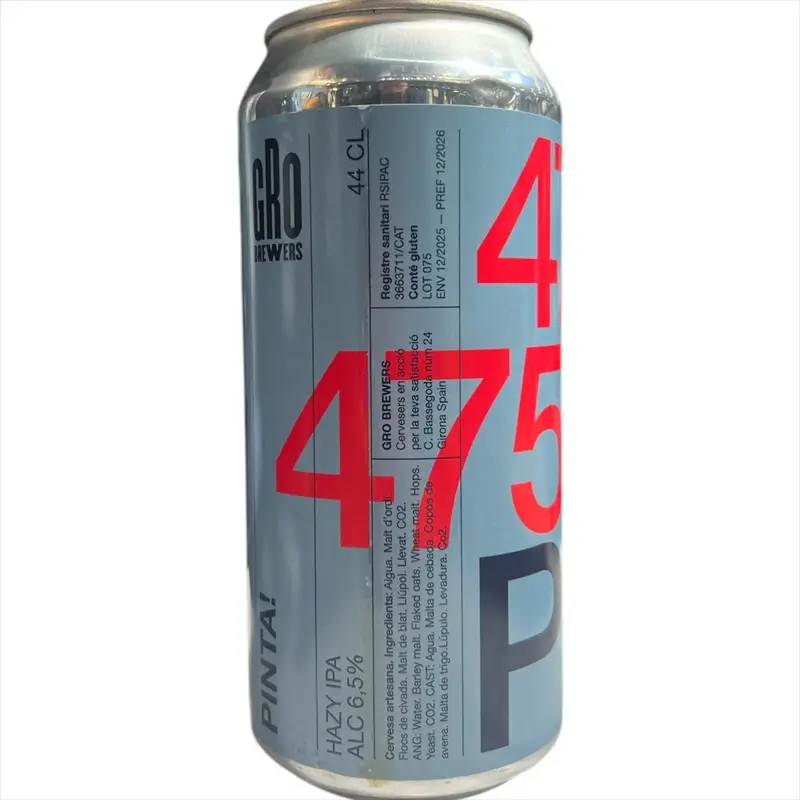 GRO BREWERS PINTA HAZY IPA 44CL