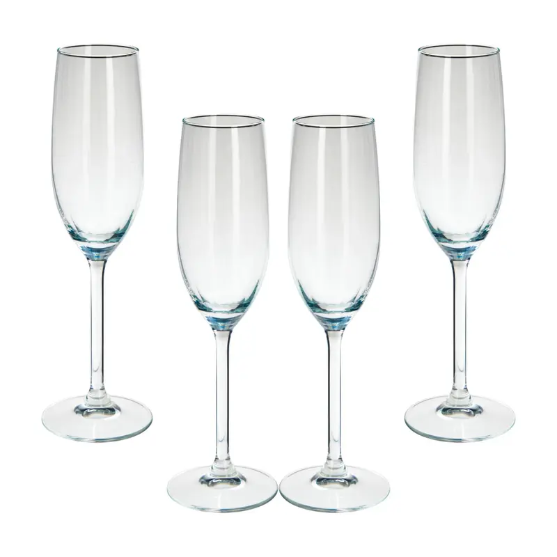 Juego 4 copas de champán 210ml diseño de rayas
