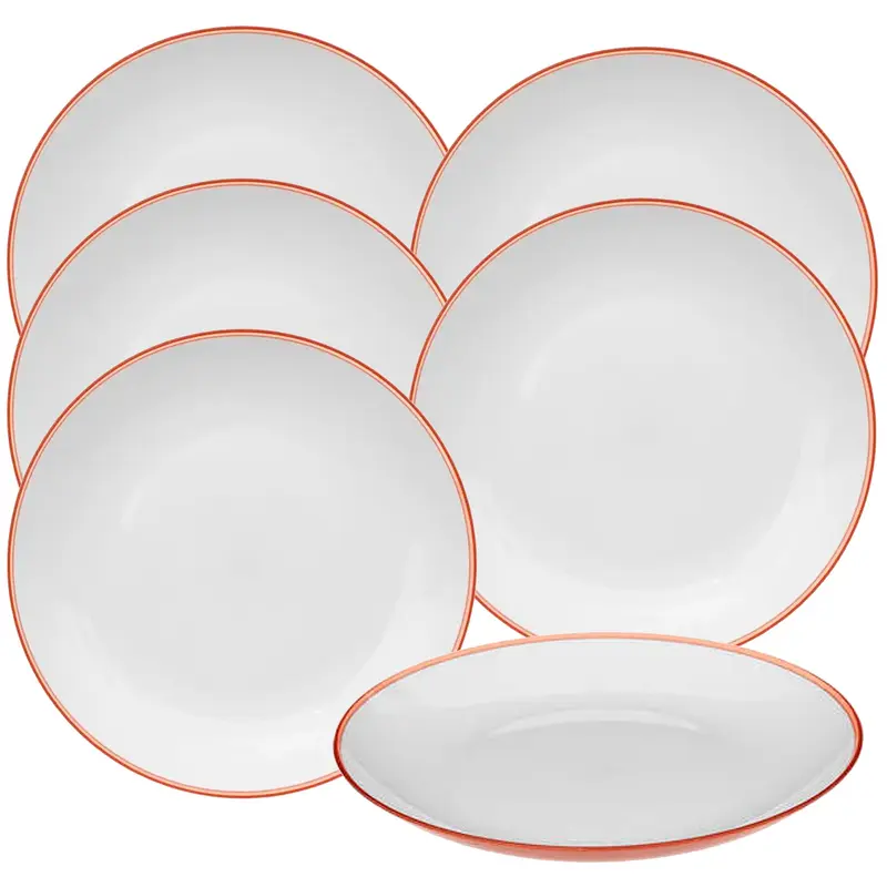Juego 6 platos rojo coral
