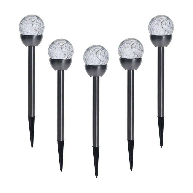 Juego de 5 luces solares acero inoxidable Ø6cm