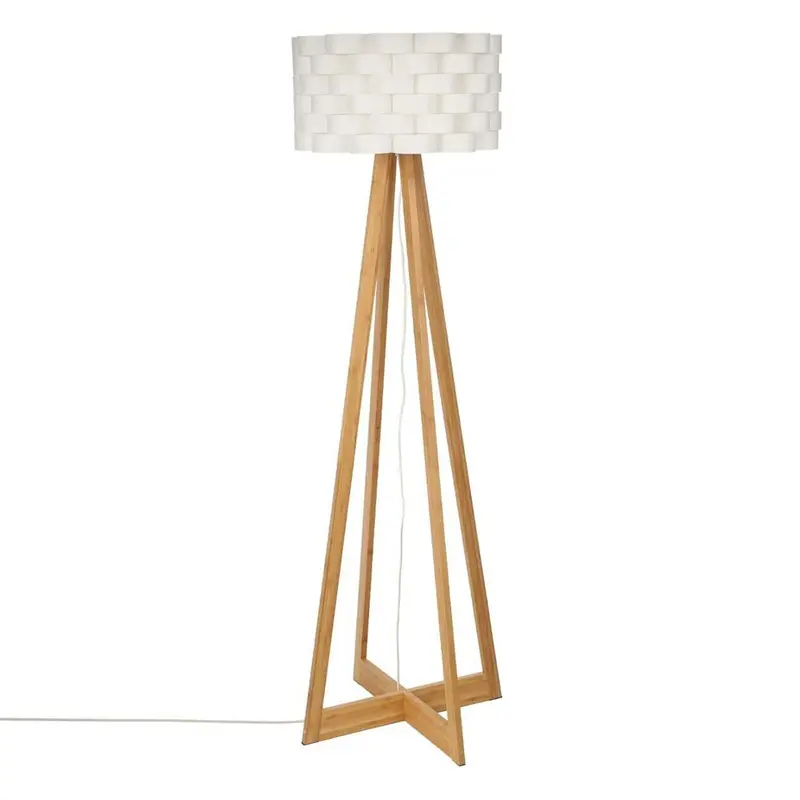 Lámpara de pie bambú blanco 50x150 cm casquillo E27