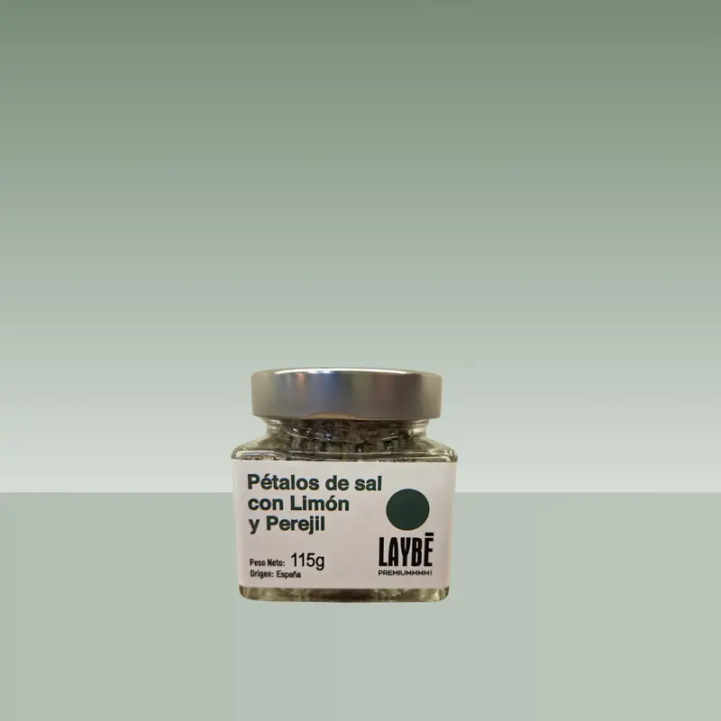 LAYBÉ | TARRO CRISTAL PÉTALOS DE SAL CON LIMON Y PEREJIL 115gr