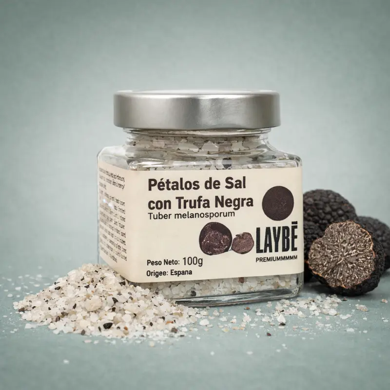 LAYBÉ | TARRO CRISTAL PÉTALOS DE SAL CON TRUFA NEGRA 100gr