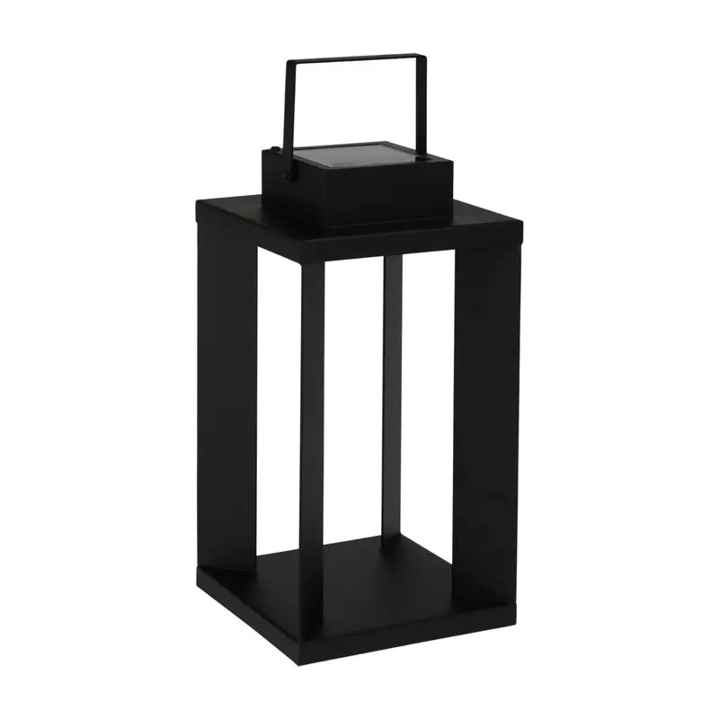 Linterna solar de metal negro 25 LED blanco cálido