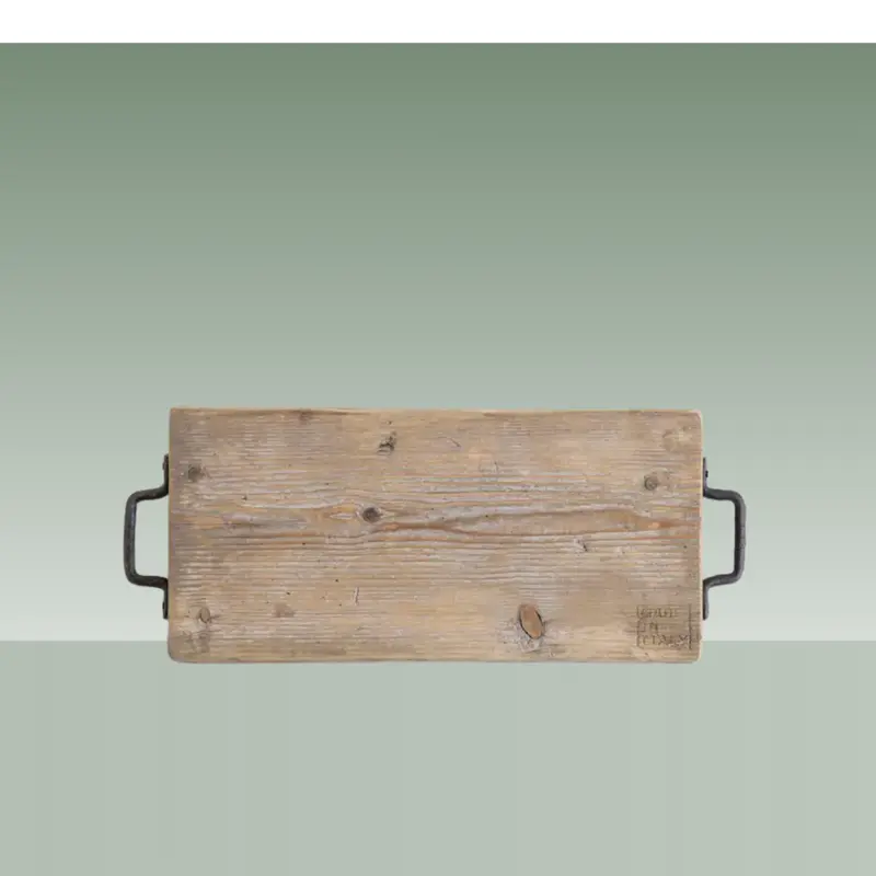 LUXE LODGE | BANDEJA MADERA ASAS HIERRO COLOR NATURAL 45X20X2,5