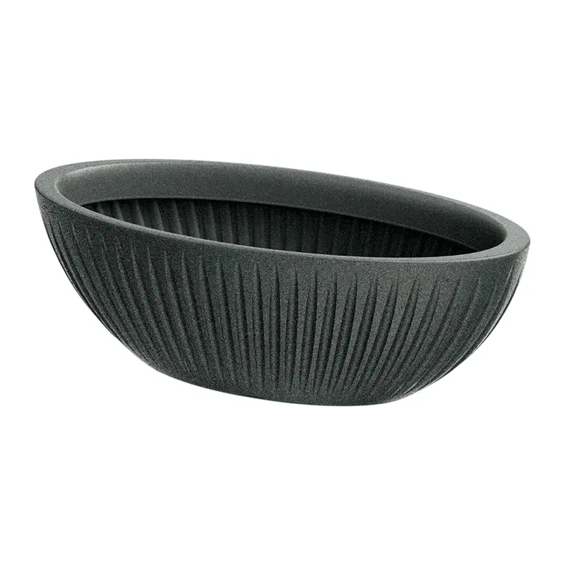 Maceta rotomoldeo oval Latia 58x24x20 cm grafito granito