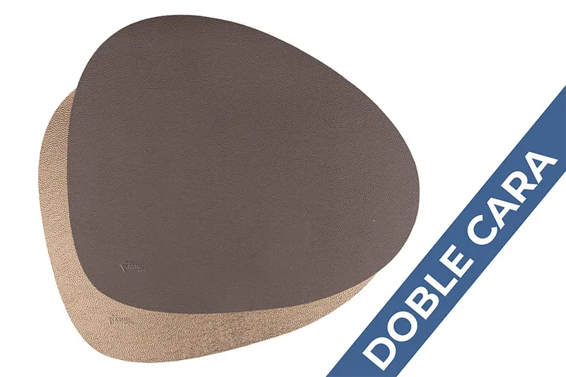 Mantel Polipiel Oval. 37x43 Marrón-Oro (12pq x 12uds)
