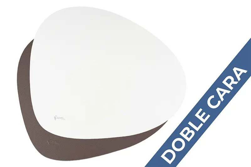 Mantel Polipiel Ovalado 37x43 Marrón-Blanco (12pq x 12uds)